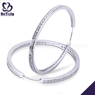 Elegant cz sterling silver ring type earrings