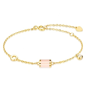 Italian gold plated pink bead 925s silver bracelet for women design