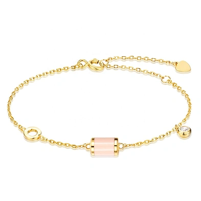 Italian gold plated pink bead 925s silver bracelet for women design