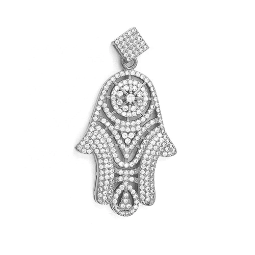 Opal necklace pendant 925 sterling silver hamsa hand charm