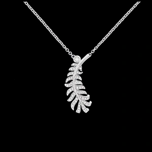 Boutique girls love silver shiny cz feather pendants