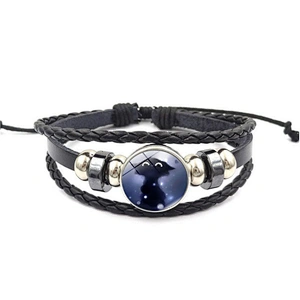 Fashion men black woven jade beaded wrap bracelets