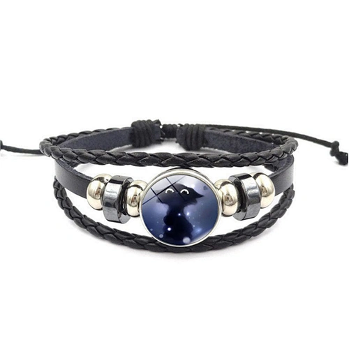 Fashion men black woven jade beaded wrap bracelets