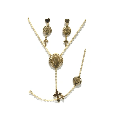 Trendy cross christian brass stylish 18k gold jewelry set