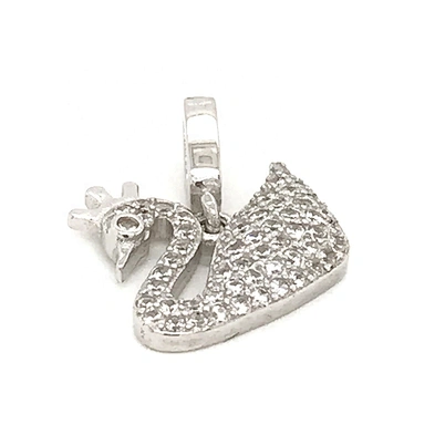 Swan Charm Sterling Silver, White Gold Swan Pendant Necklace, Diamond Swan Necklace Set