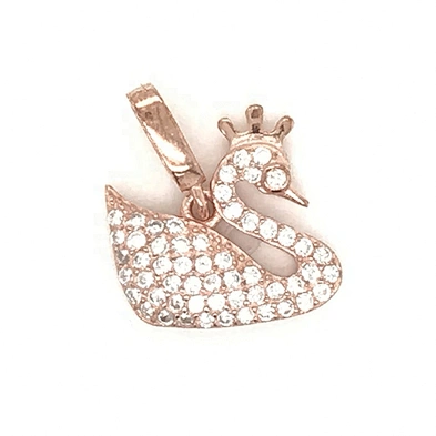 Rose Gold Swan Necklace Pendant, Custom Design 18K Rose Gold Cz Swan Necklace Charm Jewelry
