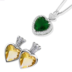 Beauty silver fashion heart stone bridal jewelry sets