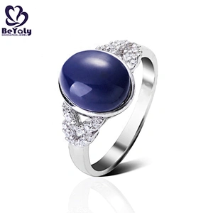 Zircon Pave Setting Double Heart Shape Design Angel Wing Jewelry With Blue Gemstone