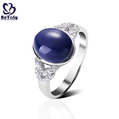 Zircon Pave Setting Double Heart Shape Design Angel Wing Jewelry With Blue Gemstone