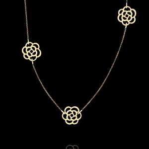 Gold rose flower design silver jewelry ribbon choker necklaces