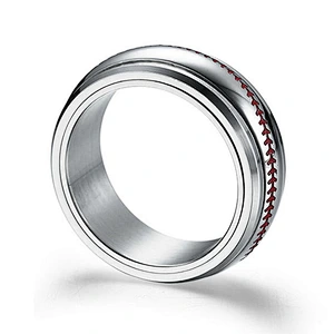 Unisex group sports stainless steel baseball ring silver color customized jewelry