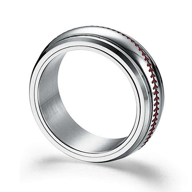 Unisex group sports stainless steel baseball ring silver color customized jewelry