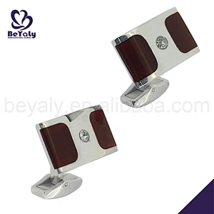 Rectangular shape red shell stainless steel cuff link