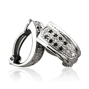 High end black onyx wholesale chic silver cc earrings