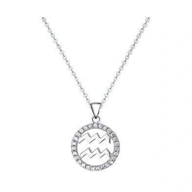 Zodiac Aquarius symbol round pendant silver jewelry