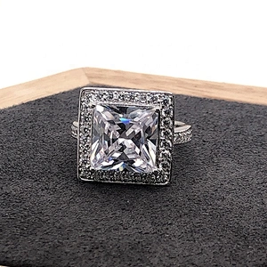 Cheap and fine wholesale square shape silver huge gemstone rings