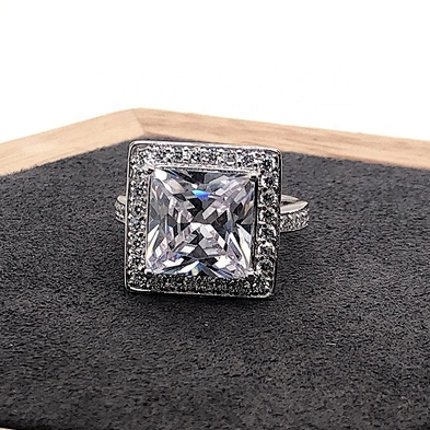 Cheap and fine wholesale square shape silver huge gemstone rings