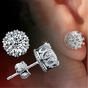 AAA cz crown shape dubai gold stud earrings
