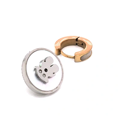 Custom made asymmetry bear design stud clip-on earing boys earrings