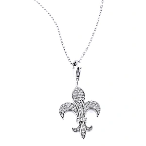 Black cz stone fleur de lis ladies accessories jewelry sets