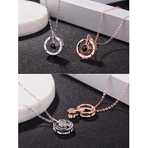 Round Eye Shape I Love You In 100 Languages Projection Necklace