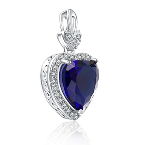 Blue Stone 925 Sterling Silver Love Heart Charm Necklace Pendant Jewelry