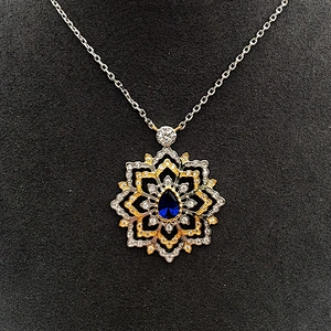 Silver And Gold Plating Four-Layer Flower Design Pendant Necklace Women