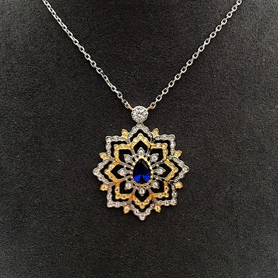 Silver And Gold Plating Four-Layer Flower Design Pendant Necklace Women