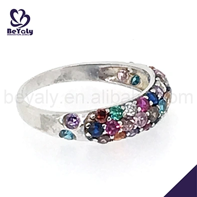 Fashion colorful cz silver cock ring engagement ring