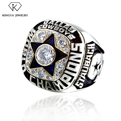 Fashion rough natural gemstone jewelry men's brass dallas cowboy ring