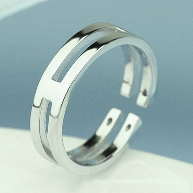 Wholesale simple oem design pipe cut stainless steel engraved ring