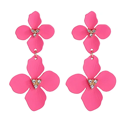 Lovely flower earrings alloy pink resin floral earrings spring style