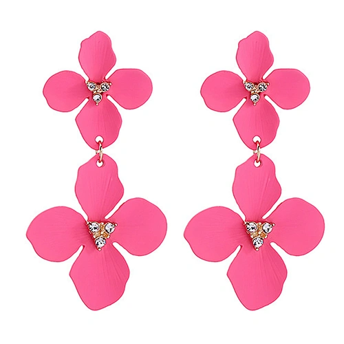 Lovely flower earrings alloy pink resin floral earrings spring style