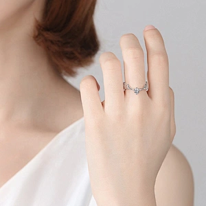 Deer Antler Silver Rings 925, Cubic Zirconia Ring In Sterling Silver