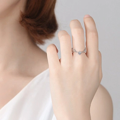 Deer Antler Silver Rings 925, Cubic Zirconia Ring In Sterling Silver