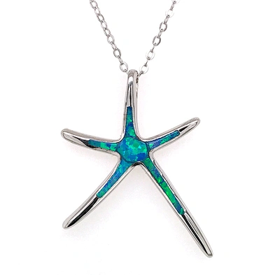 Sterling Silver Jewelry Blue Sea Star Silver Necklace With Opal Stone