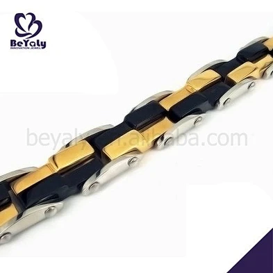 Boutique stainless steel black enamel 14k solid gold jewelry