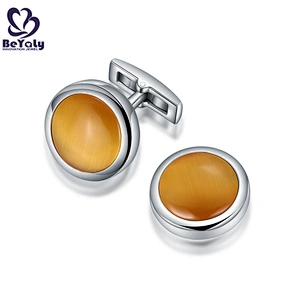 Round Yellow Shell Button Cover Cufflinks, Mens Shirt Cufflinks