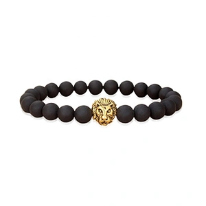 Stainless Steel Lion Head Clasp Bracelet, Men Beads Bracelet Accessories