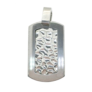 Stainless Steel Double Sides Design Wrinkle And Black Pendant Mens