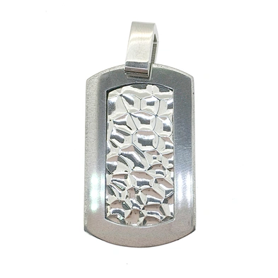 Stainless Steel Double Sides Design Wrinkle And Black Pendant Mens