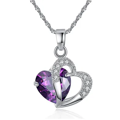 Fantasy women's wedding heart stone jewellery multi colored crystal necklace