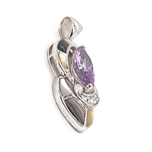 Rhodium Plated Three Color Shell Violet Crystal Best Friend Forever Pendant