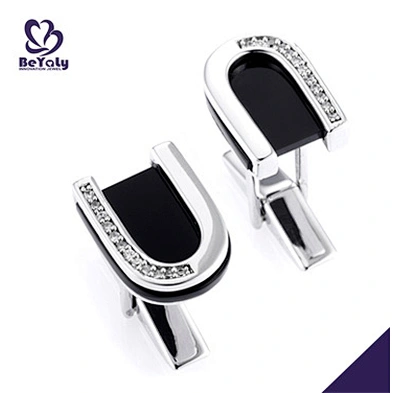 Fresh horseshoe shape design men love platinum cufflinks