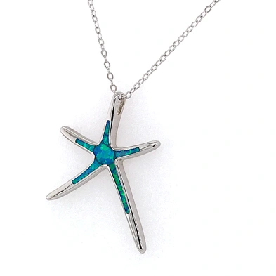 Sterling Silver Jewelry Blue Sea Star Silver Necklace With Opal Stone