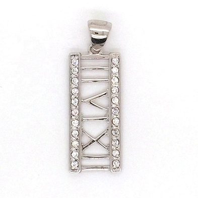 925 Sterling Silver Jewel 360 III VI XII Roman Numerals Jewelry Stone Pendant