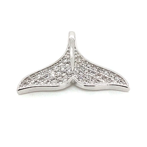 Full pave setting gemstones 925 silver mermaid tail pendant