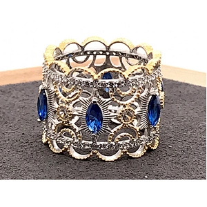Fine jewelry cubic zircon full pave setting rhodium and gold plated ring