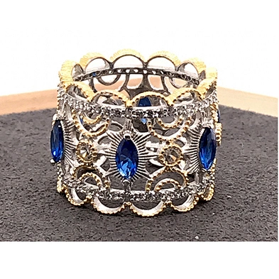 Fine jewelry cubic zircon full pave setting rhodium and gold plated ring