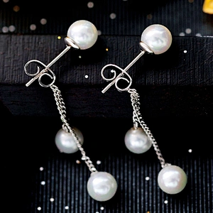 High quality silver white pearl earing designs